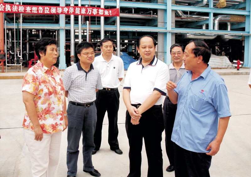 湖北省人大常委副主任蔣大國來公司，對公司《勞動合同法》實施情況進行檢查